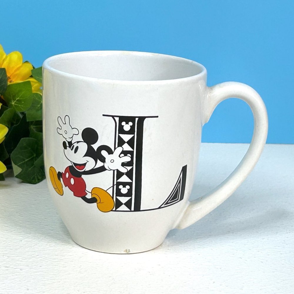 Disney Mickey Mouse Monogram Letter E 16oz Ceramic Coffee Cup‎ Mug
